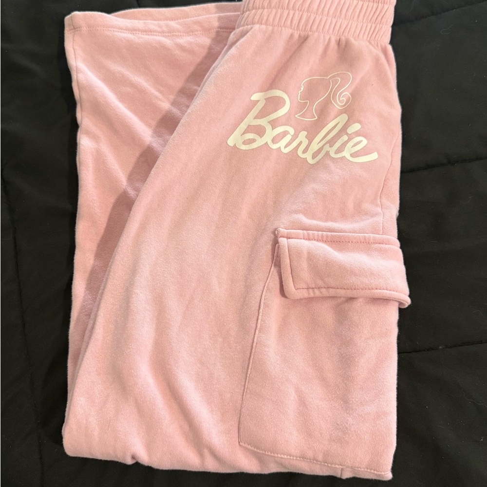 Barbie Light Pink Plush Jogger Pants with Logo